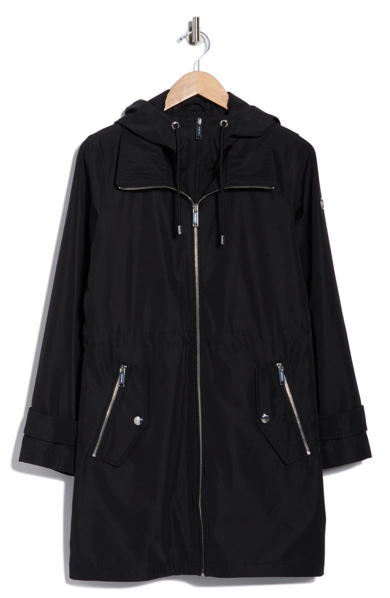 Michael Kors Water Resistant Hooded Coat, Alternate, color, Black
