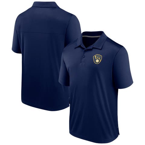 Men's Fanatics Branded  Navy Milwaukee Brewers Fitted Polo