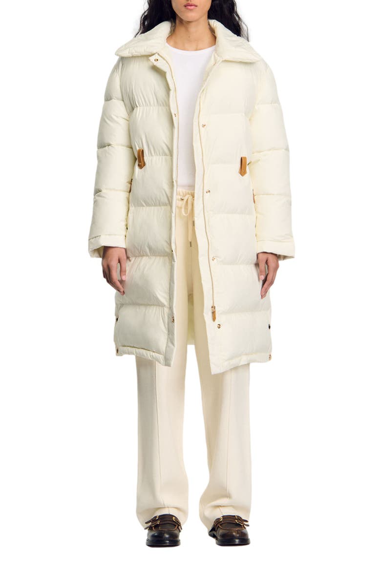 SANDRO Quilted mid-length puffer jacket, Main, color, 