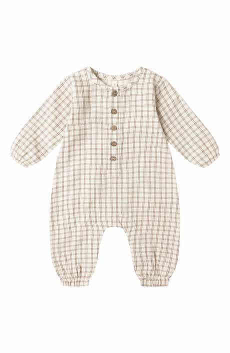QUINCY MAE Check Organic Cotton Romper