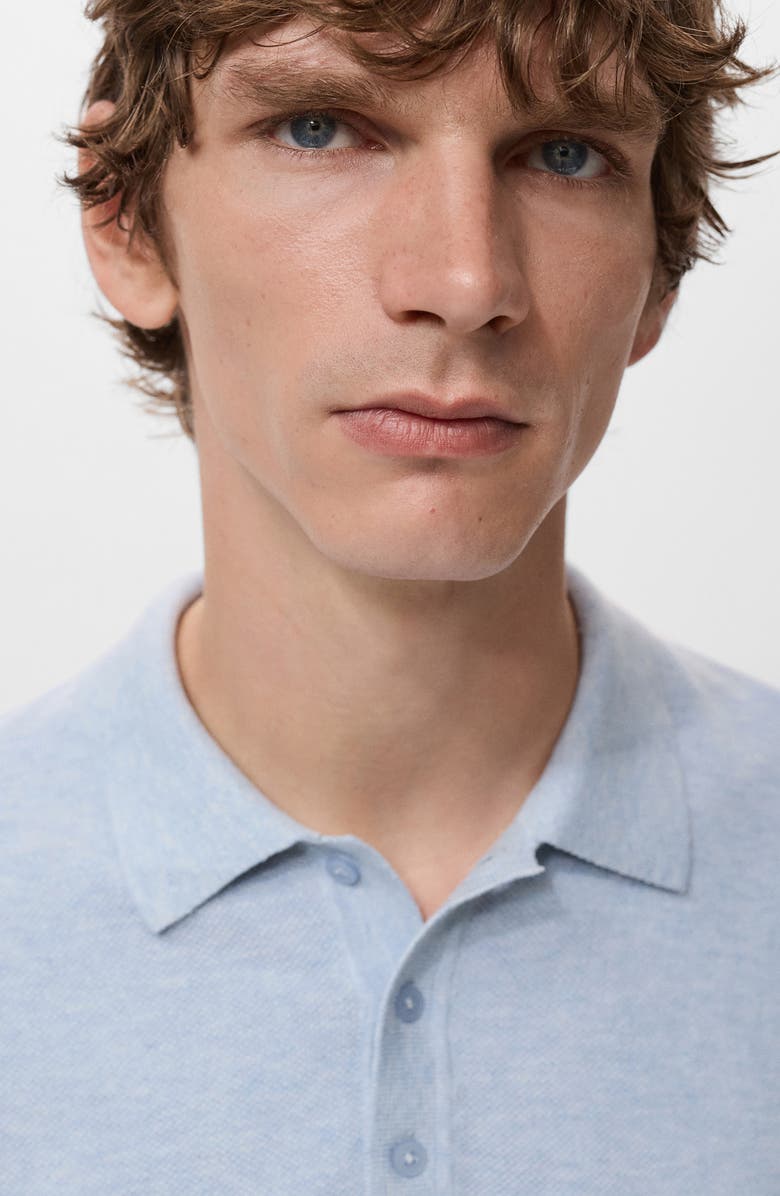 MANGO Slim Fit Knit Polo, Alternate, color, Aqua Blue