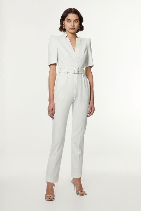 Petite Crepe Belted Jumpsuit
