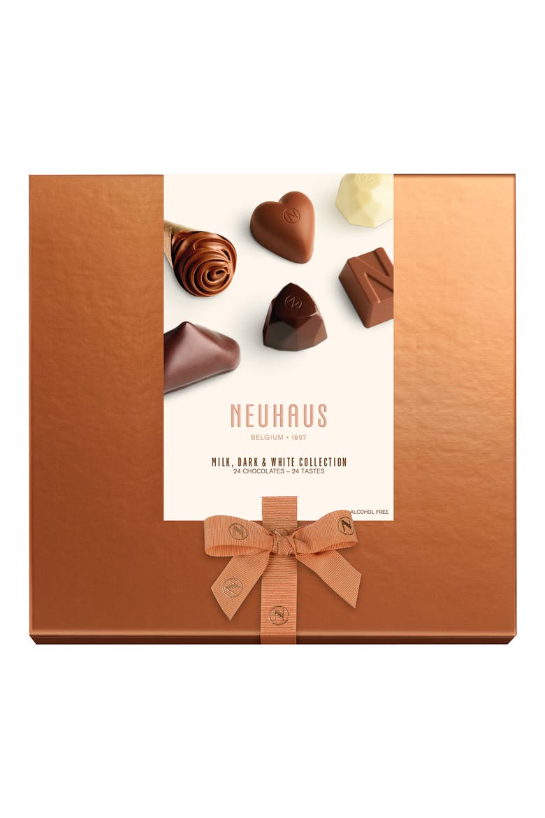Milk, Dark & White Collection 24-Piece Gift Box, Main, color, BROWN