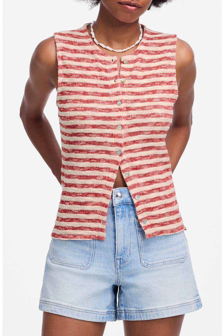 Stripe Crewneck Sweater Vest, Main, color, FESTIVAL RED