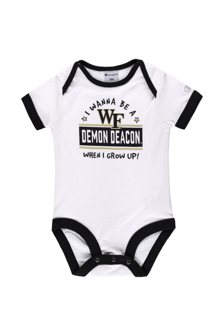 Infant Champion Black/Heather Gray Wake Forest Demon Deacons I Wanna Be Three-Pack Bodysuit Set, Alternate, color, Black