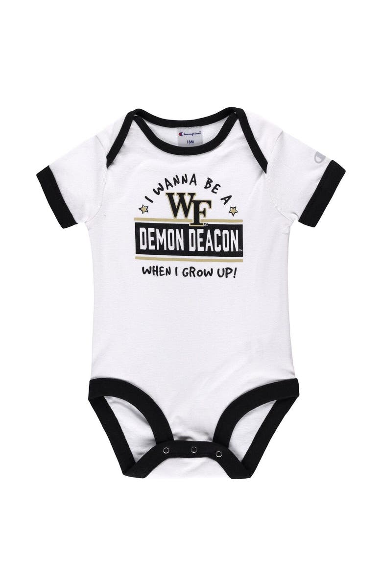 Champion Infant Champion Black/Heather Gray Wake Forest Demon Deacons I Wanna Be Three-Pack Bodysuit Set, Alternate, color, Black