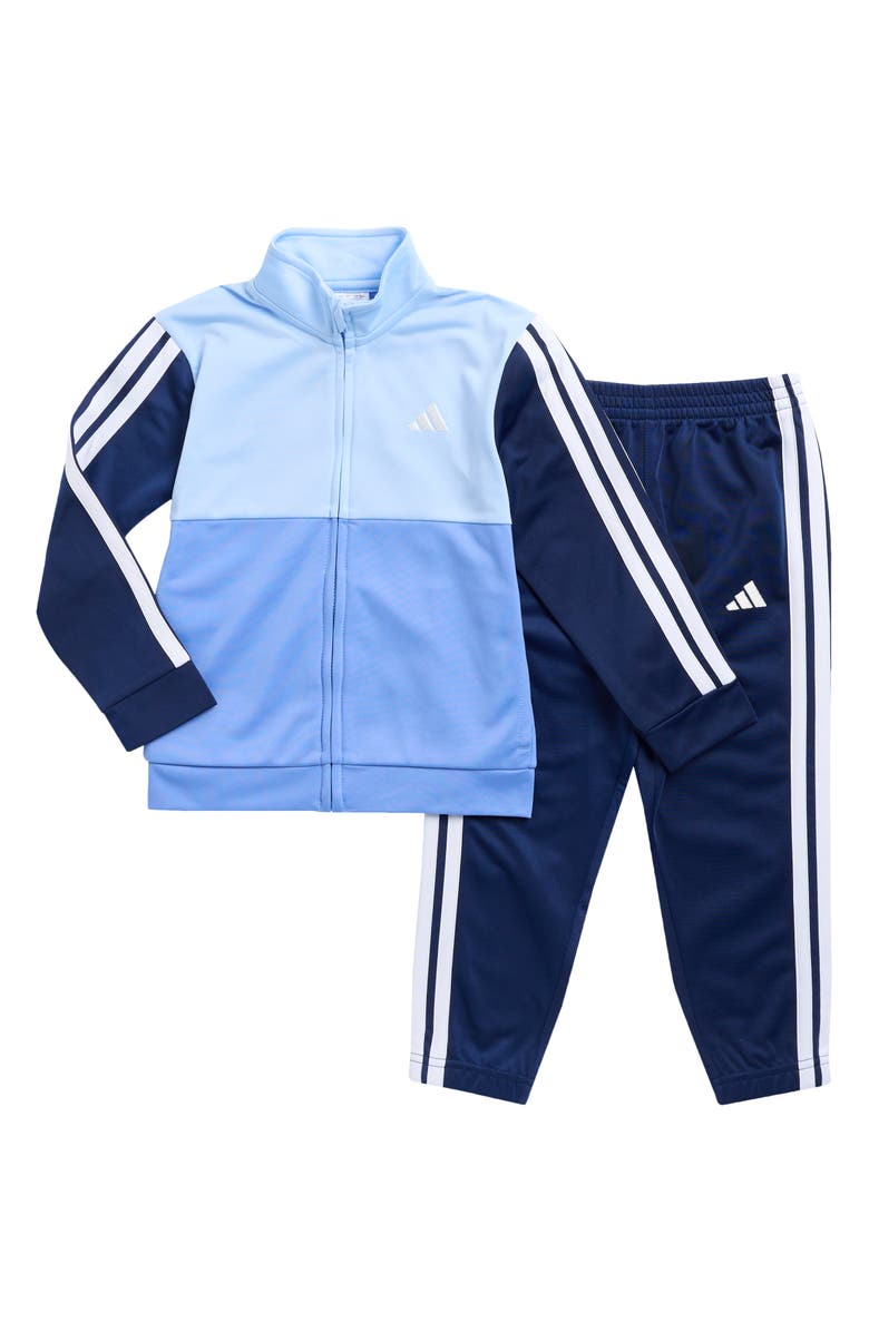 adidas Kids' Colorblock Tricot Jacket & Joggers Set, Main, color, Glow Blue