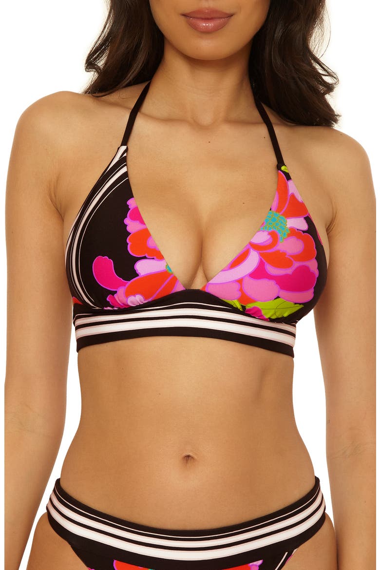 Bougainvillea Halter Bikini Top, Main, color, BLACK MULTI