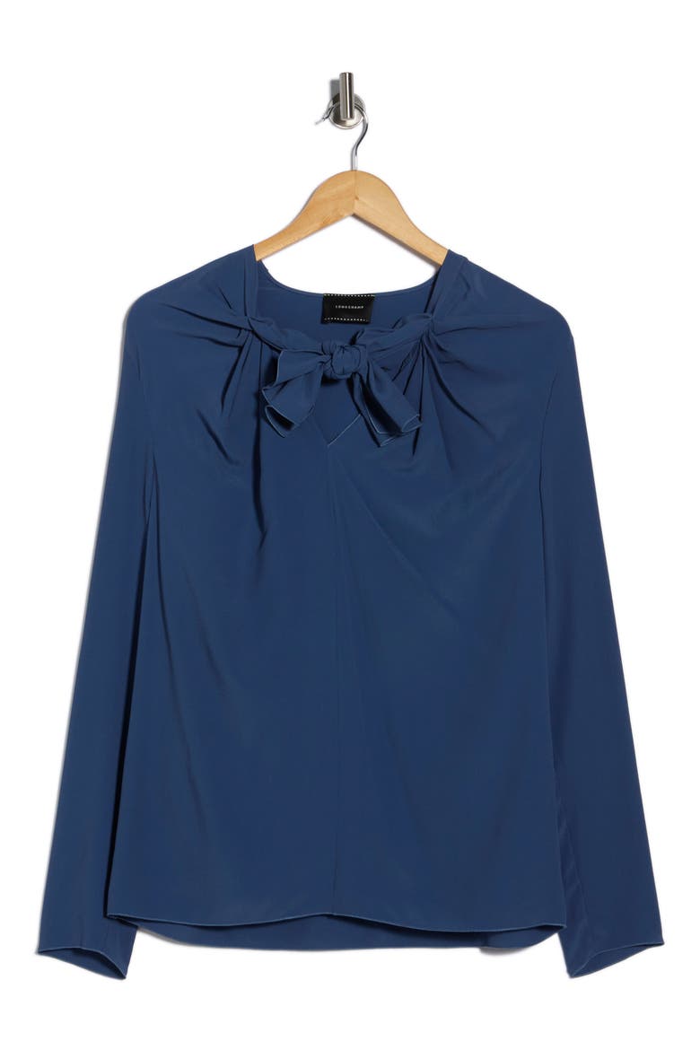 Tie Neck Top, Alternate, color, BLUE