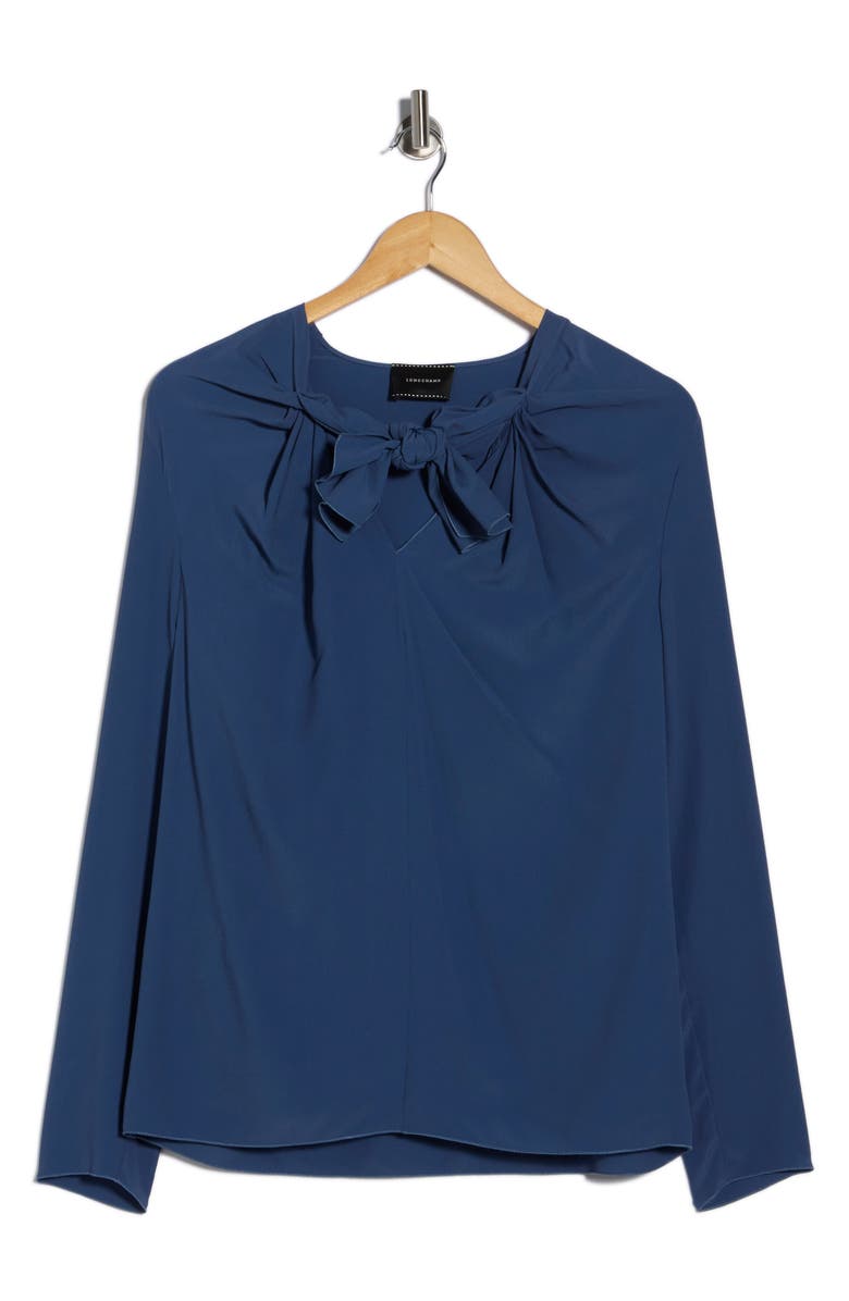 Longchamp Tie Neck Top, Alternate, color, Blue