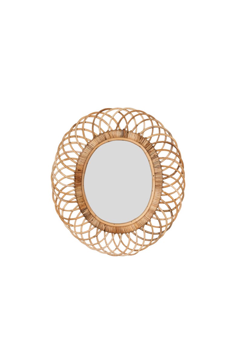 Storied Home Wood Oval Wall Mirror, Main, color, Brown