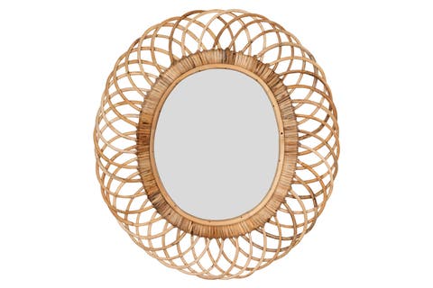 Wood Oval Wall Mirror