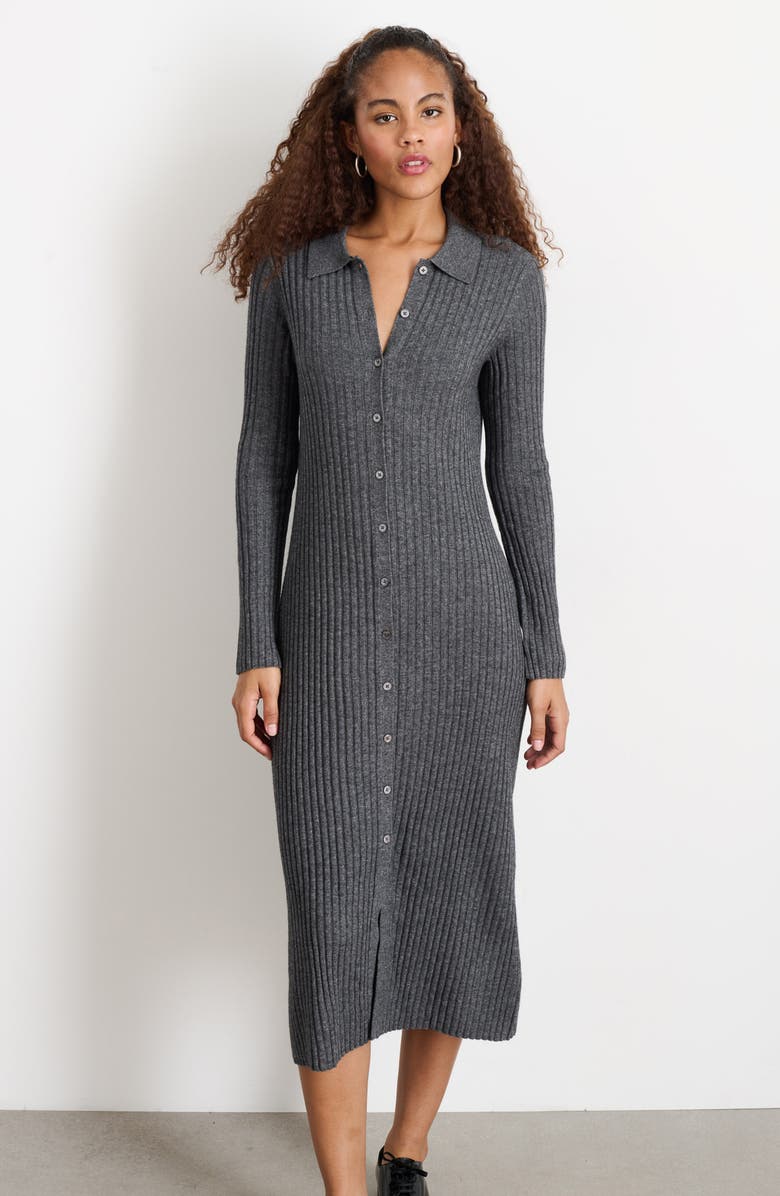 Alex Mill Alice Long Sleeve Knit Dress, Alternate, color, Medium Heather Grey
