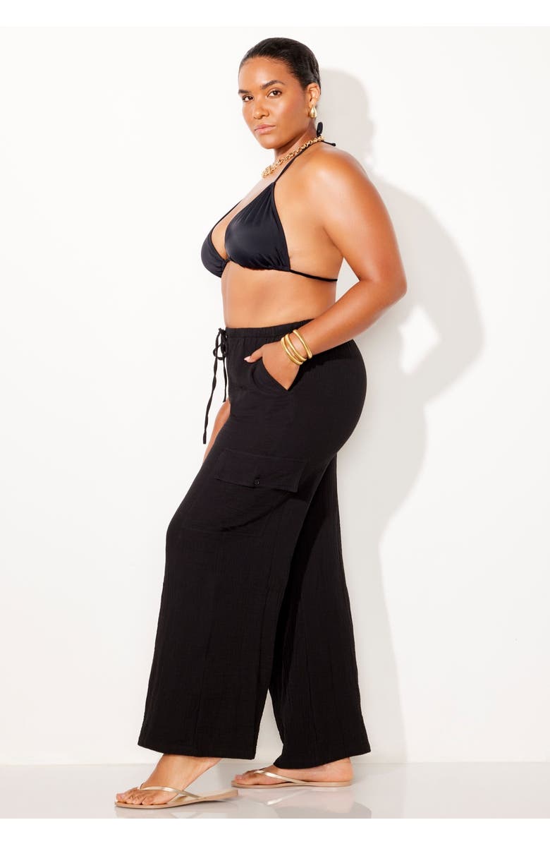 Swimsuits for All Gauze Cargo Pant, Alternate, color, Black