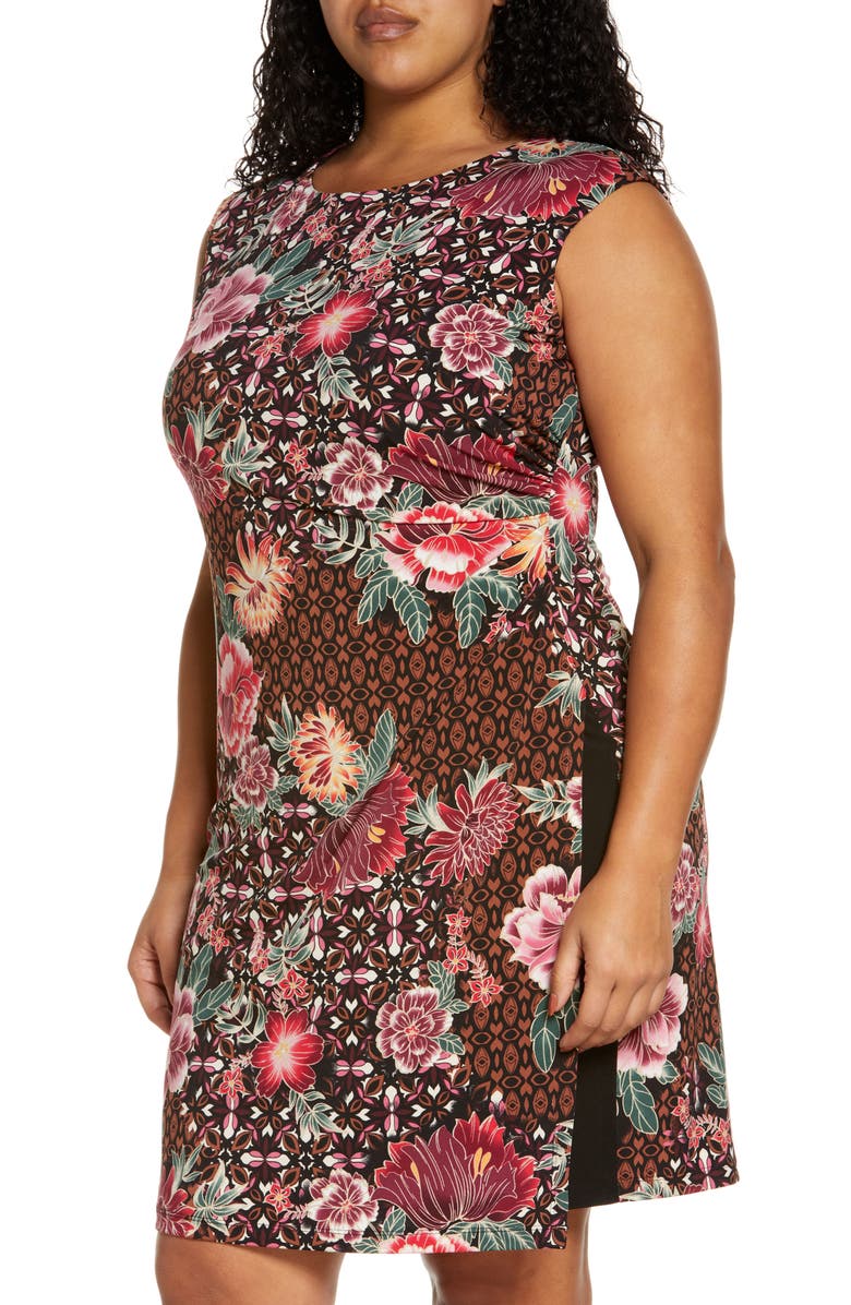 Connected Apparel Floral Sleeveless Side Panel Dress, Alternate, color, 