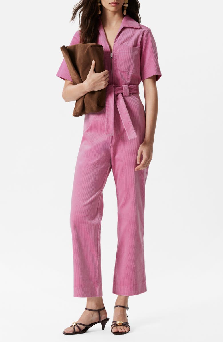 & Other Stories Zip Front Corduroy Jumpsuit, Main, color, Pink Light