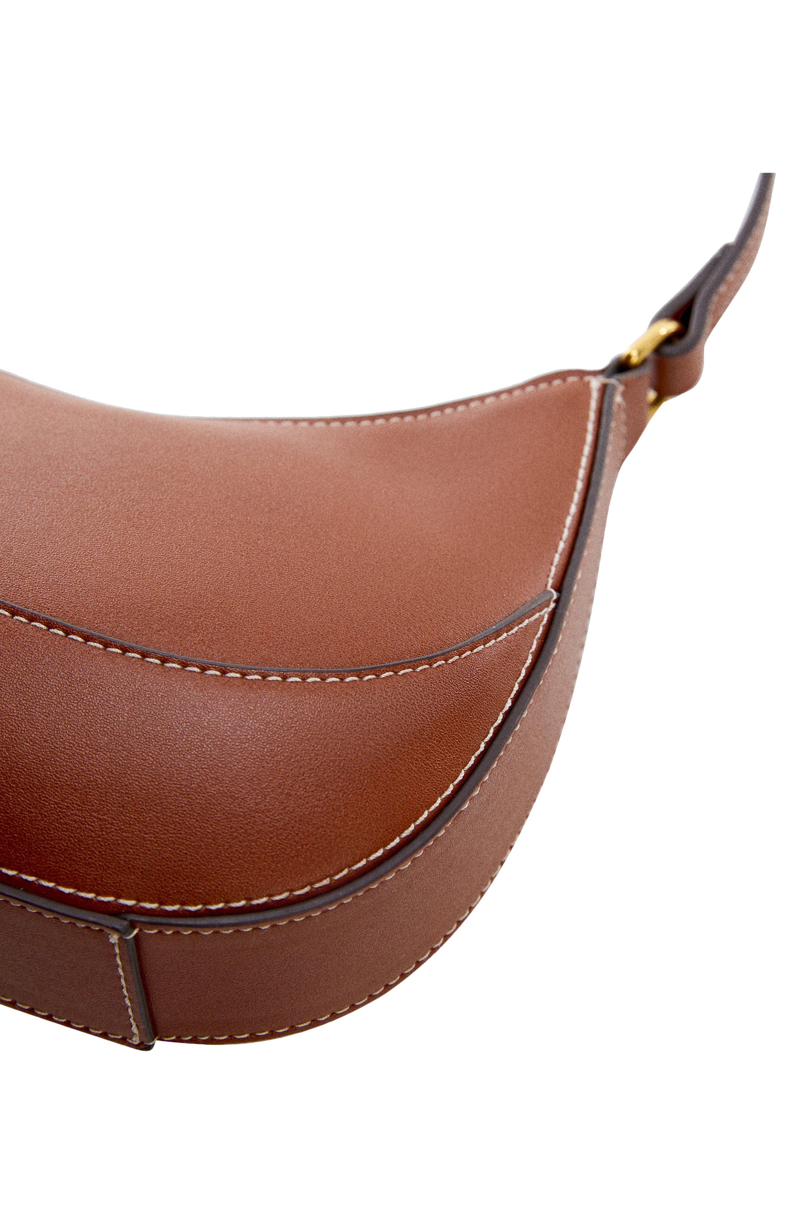 MANGO Oval Faux Leather Shoulder Bag, Alternate, color, Leather
