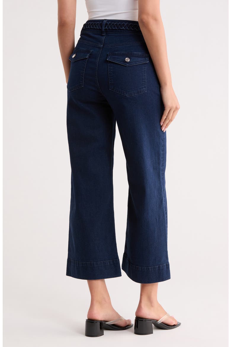 Dylan Braided Waist Wide Leg Jeans, Alternate, color, DARK WASH