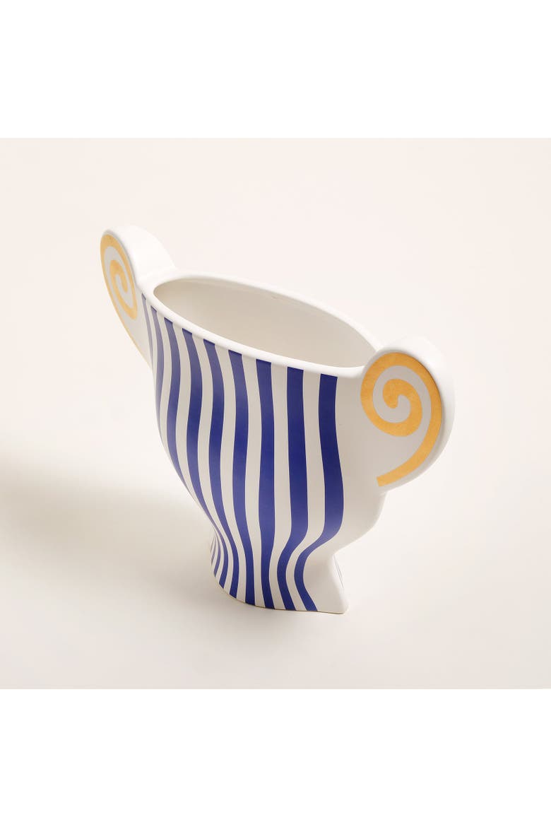Longhu Ceramic Vase 9" Artisan Accent, Alternate, color, Blue