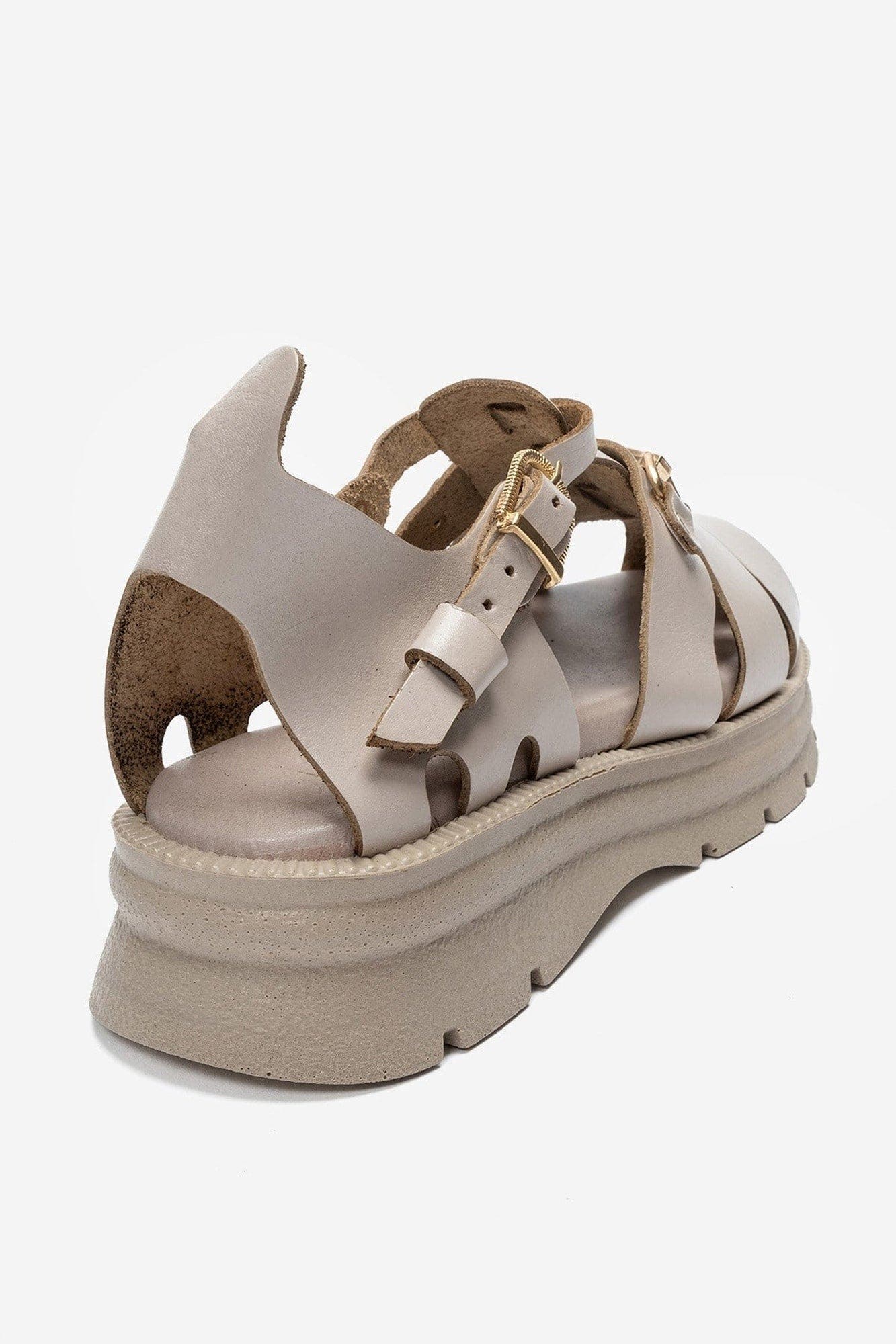 Riela Leather Buckle Sandal, Alternate, color, Cream