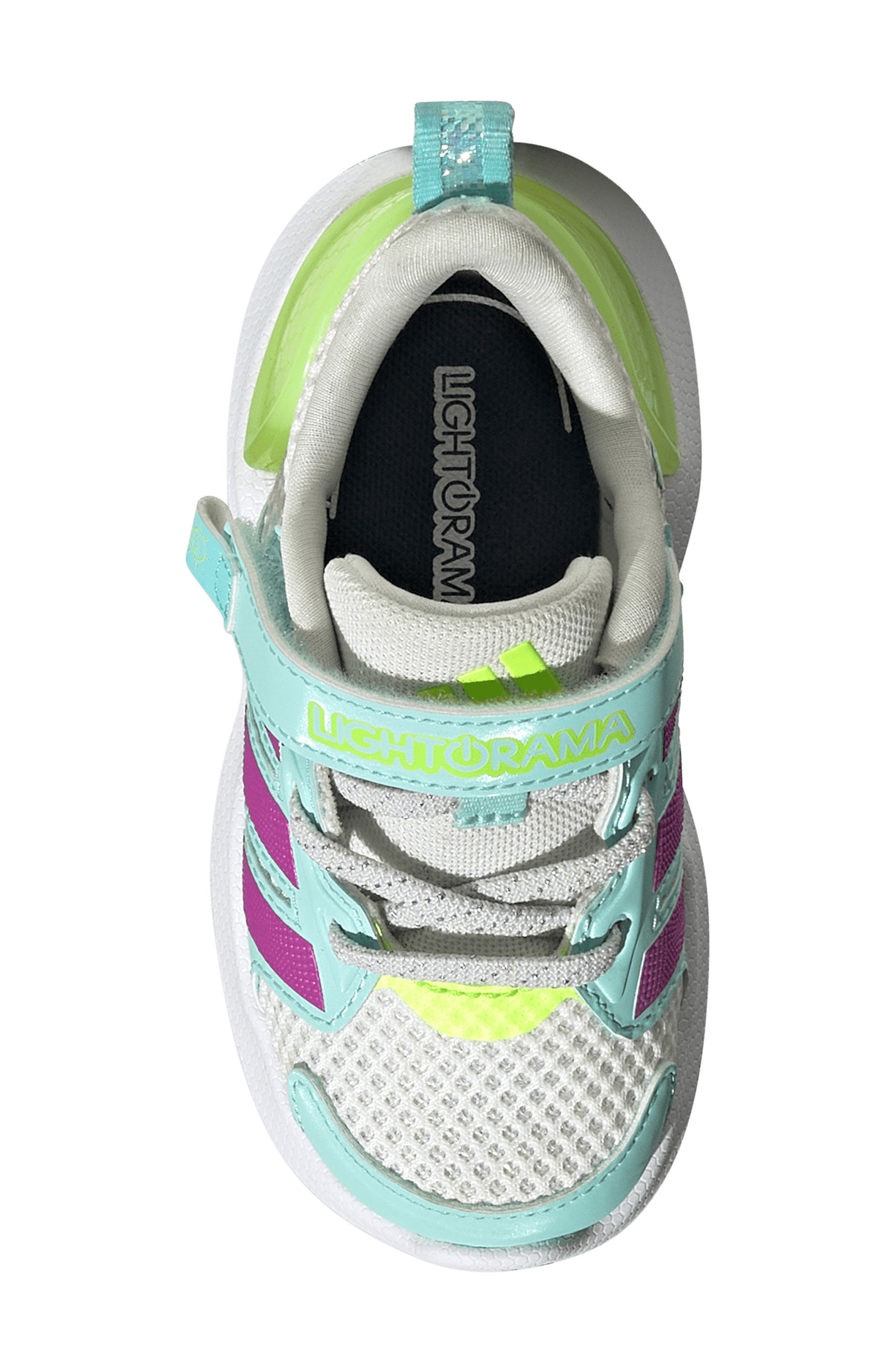 adidas Kids' Lightorama Sneaker, Alternate, color, White/ Purple Burst/ Lemon