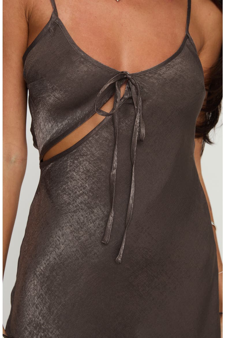 Linger Cutout Bias Cut Minidress, Alternate, color, BROWN