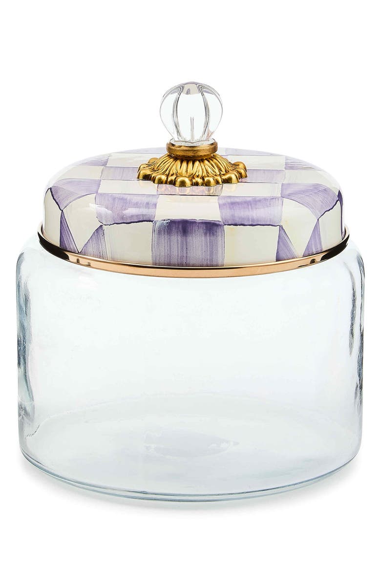 MACKENZIE CHILDS Violet Check Medium Kitchen Canister, Main, color, Violet