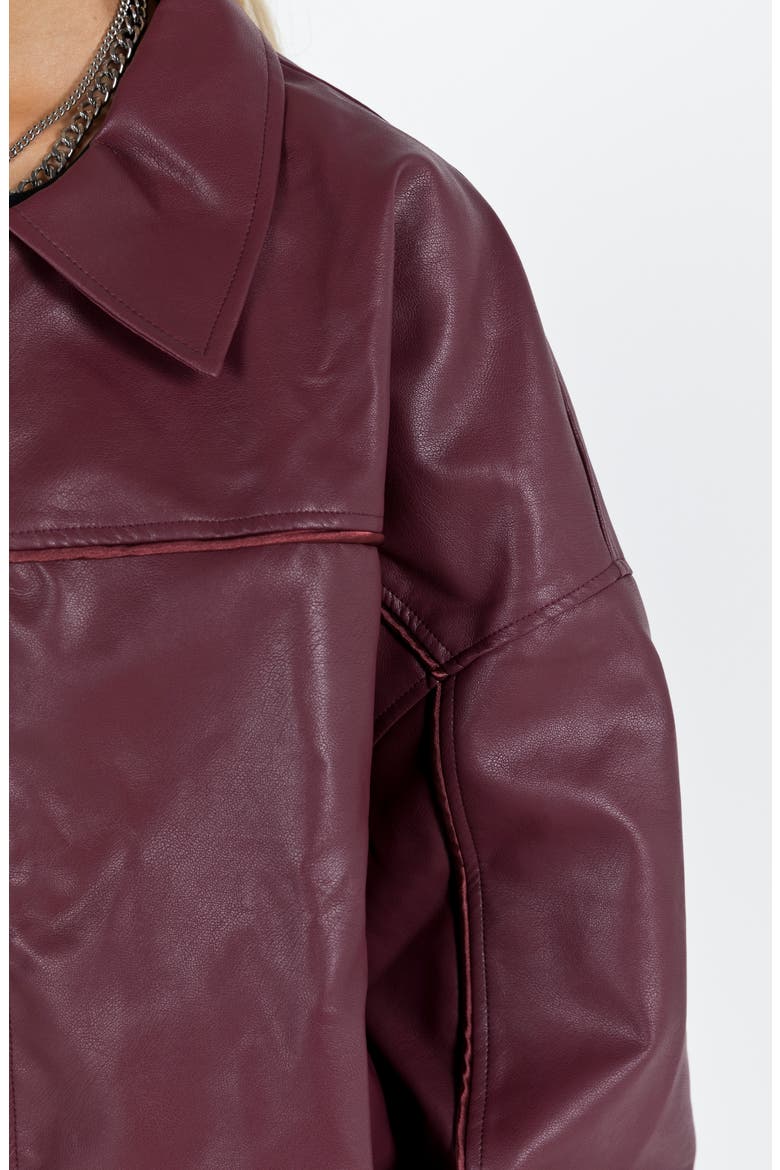 Goldsmith Oversize Faux Leather Bomber Jacket, Alternate, color, DARK RED