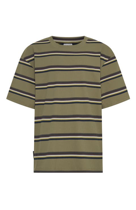Kids' Stripe Rib Stretch Cotton T-Shirt (Big Kid)