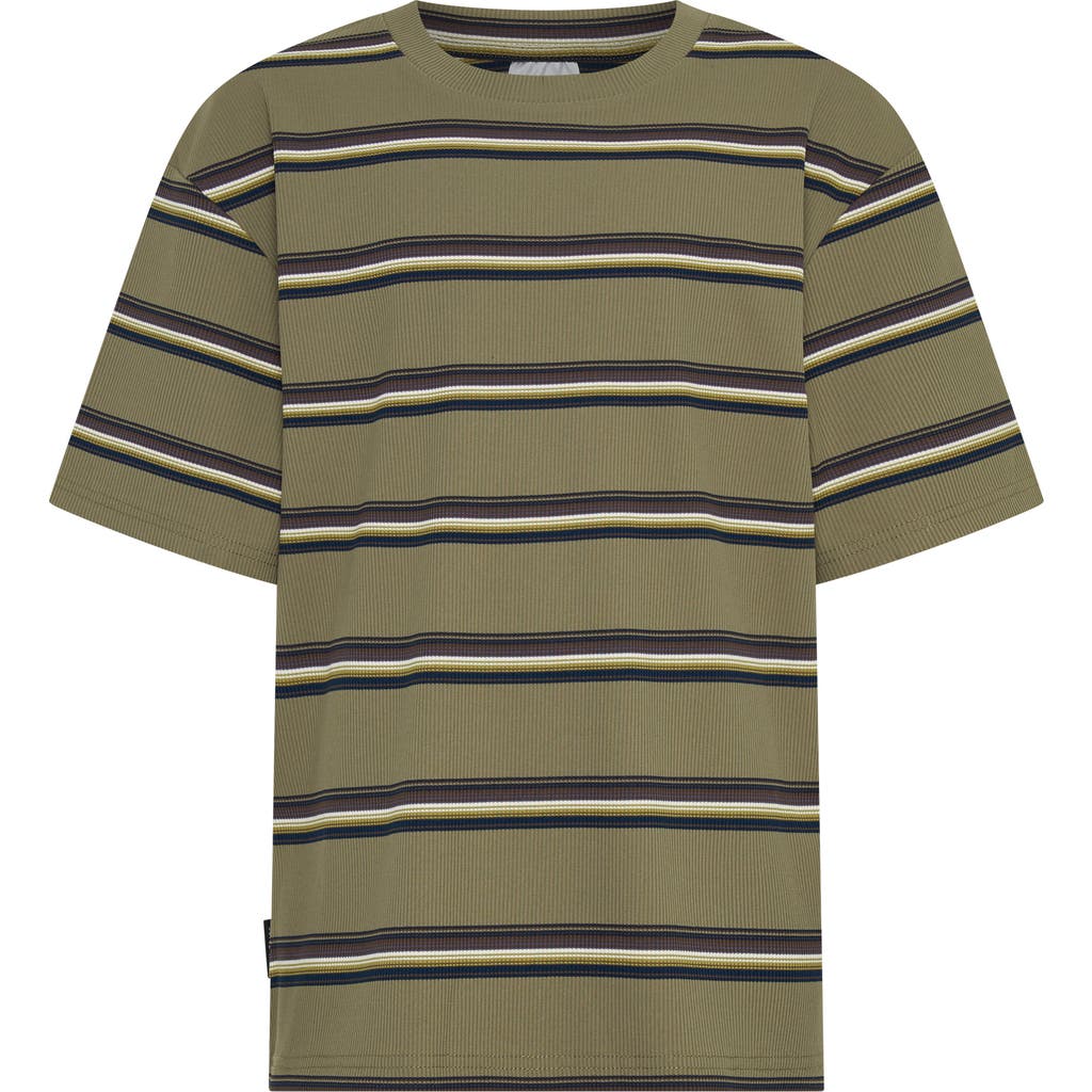 Tiny Tribe Kids' Stripe Rib Stretch Cotton T-shirt In Multi