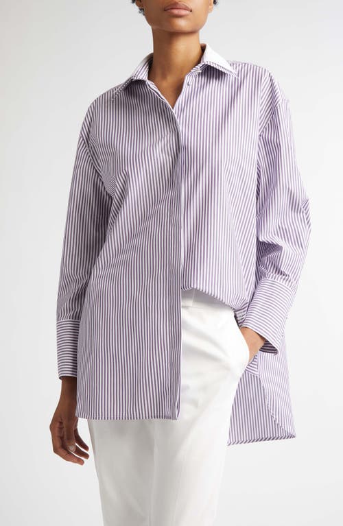 Max Mara Tubinga Stripe Stretch Cotton Button-up Shirt In Purple