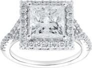 LuvMyJewelry Katerina 14K White Gold Princess Cut Lab Grown Diamond Halo Engagement Ring - 3.7 Ct