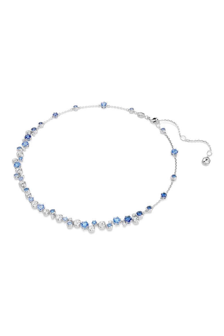 Constella Crystal & Zirconia Necklace, Alternate, color, SILVER/ BLUE