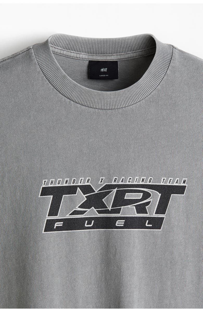 H&M Loose Fit Washed T-shirt, Alternate, color, Gray/Txrt