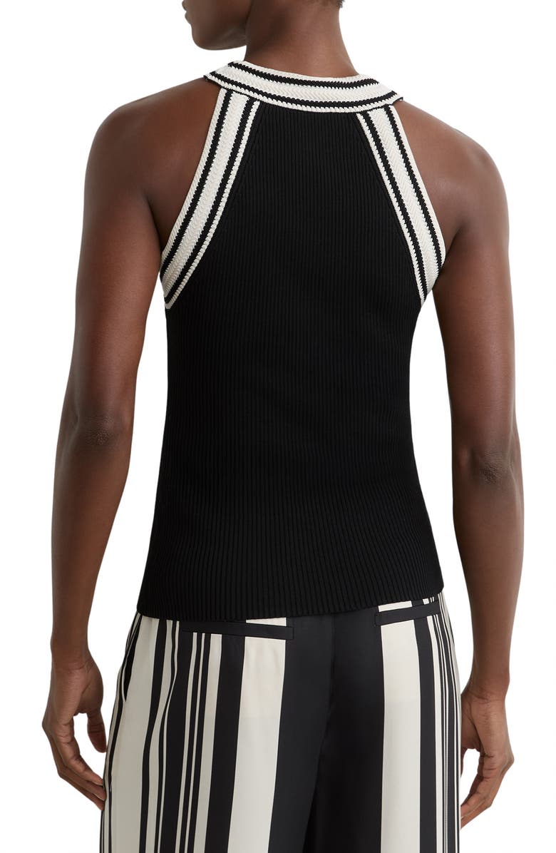 Reiss Ivanna Rib Top, Alternate, color, Black/ White