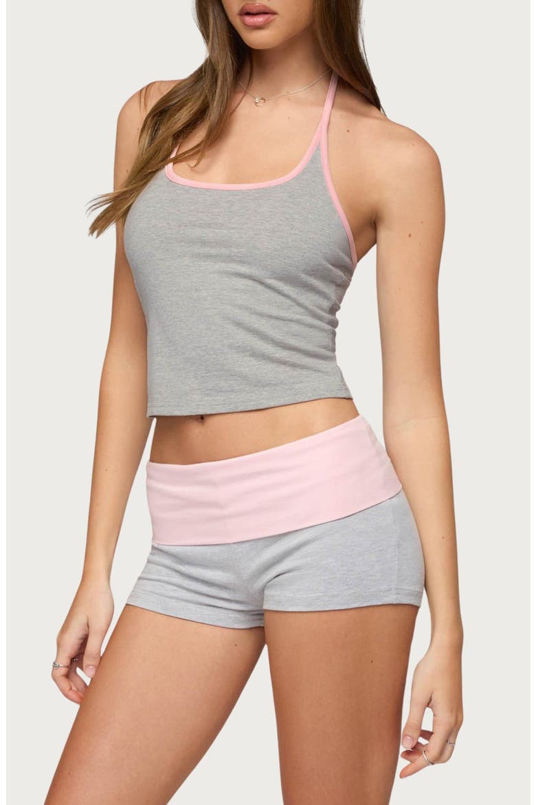 Yurie Contrast Halter Top, Alternate, color, GRAY-MELANGE