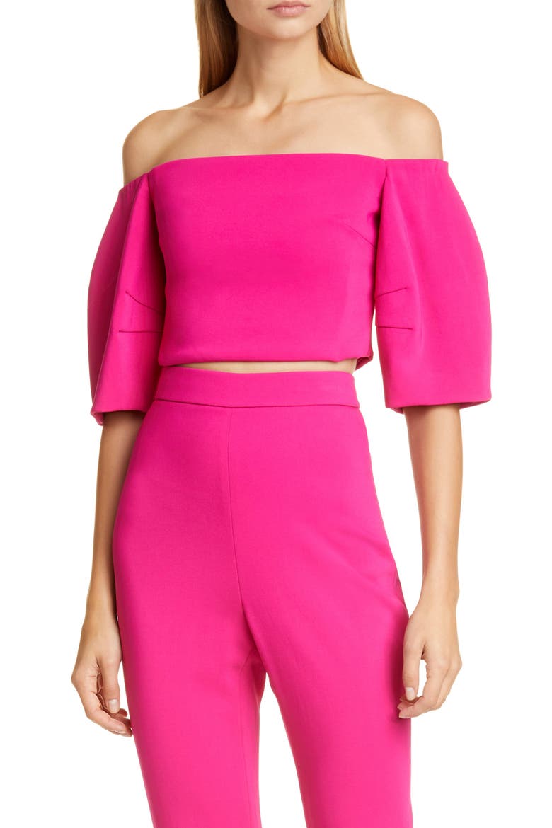 Off the Shoulder Crop Top, Main, color, AZALEA
