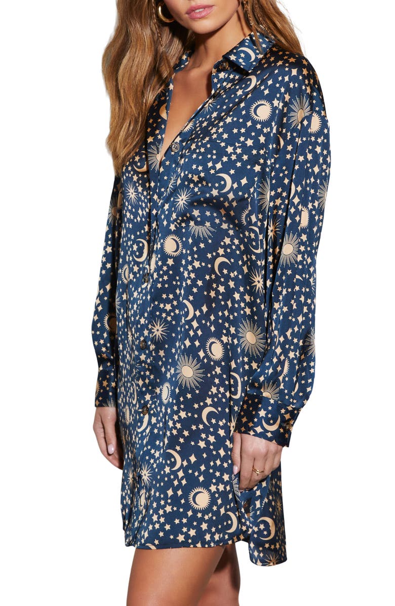 VICI Collection Supernova Print Long Sleeve Shirtdress, Alternate, color, 