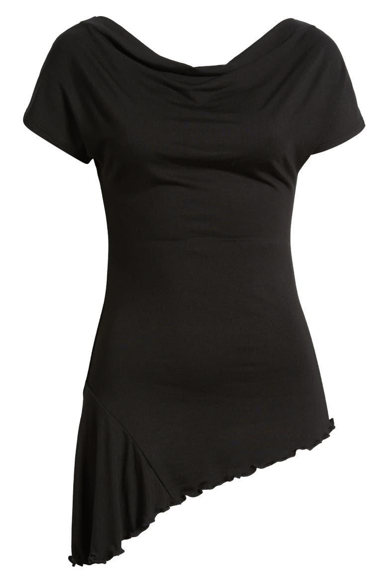 Ruched Asymmetric Top, Alternate, color, BLACK
