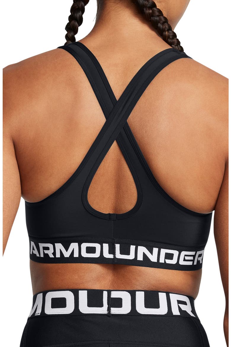 Armour Crossback Medium Impact Sports Bra, Alternate, color, BLACK