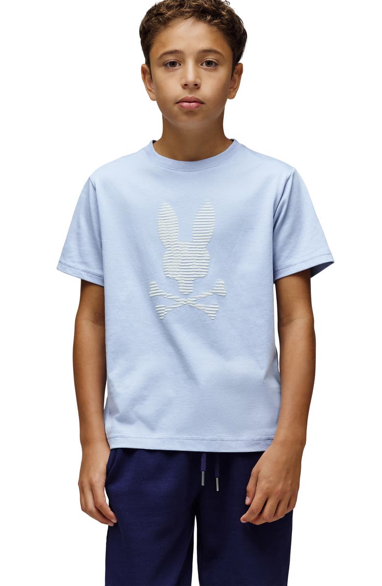 Psycho Bunny Kids' Grant Bunny Pima Cotton Graphic T-Shirt, Alternate, color, Zen Blue