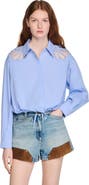 SANDRO Embroidered cotton shirt