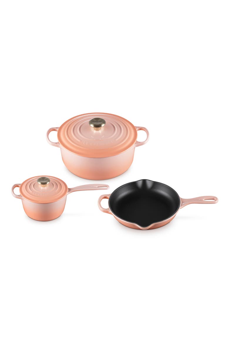 5-Piece Signature Enameled Cast Iron Cookware Set, Main, color, PECHE