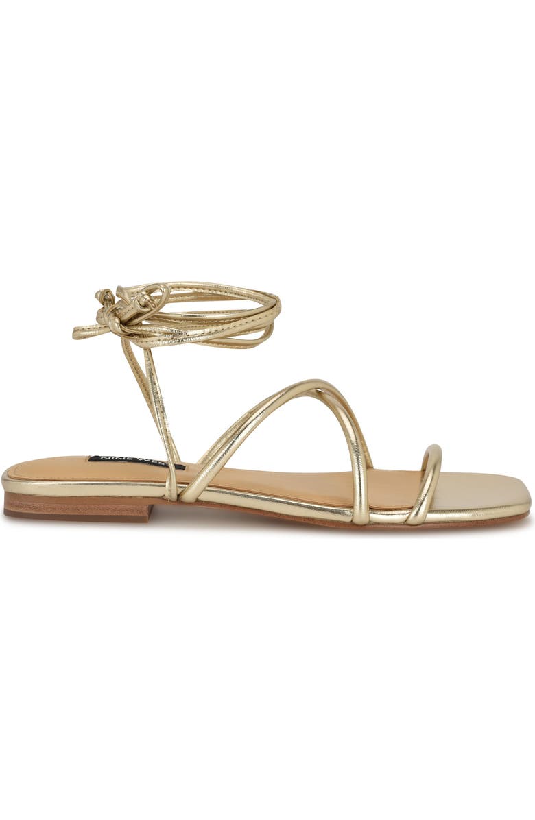 Nine West Mikila Ankle Wrap Sandal, Alternate, color, Gold