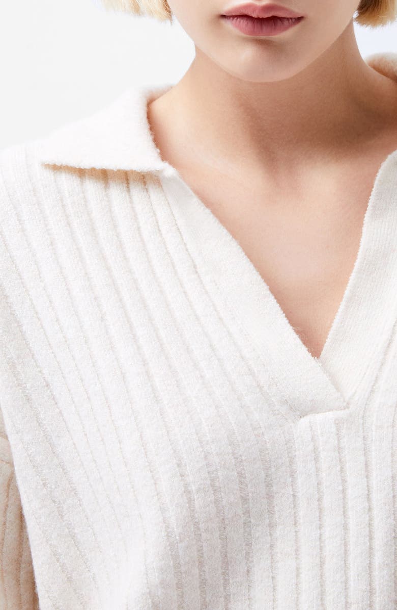 French Connection Vhari Rib Johnny Collar Sweater, Alternate, color, Oatmeal
