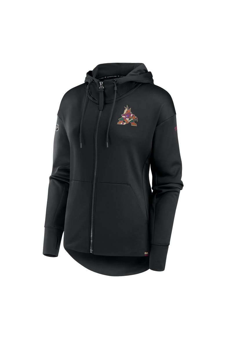 Women's Fanatics Branded  Black Arizona Coyotes Authentic Pro Scuba Full-Zip Hoodie, Alternate, color, Black