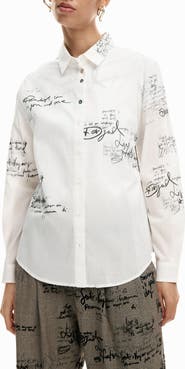 Desigual Paradise Oversize Cotton Button-Up Shirt
