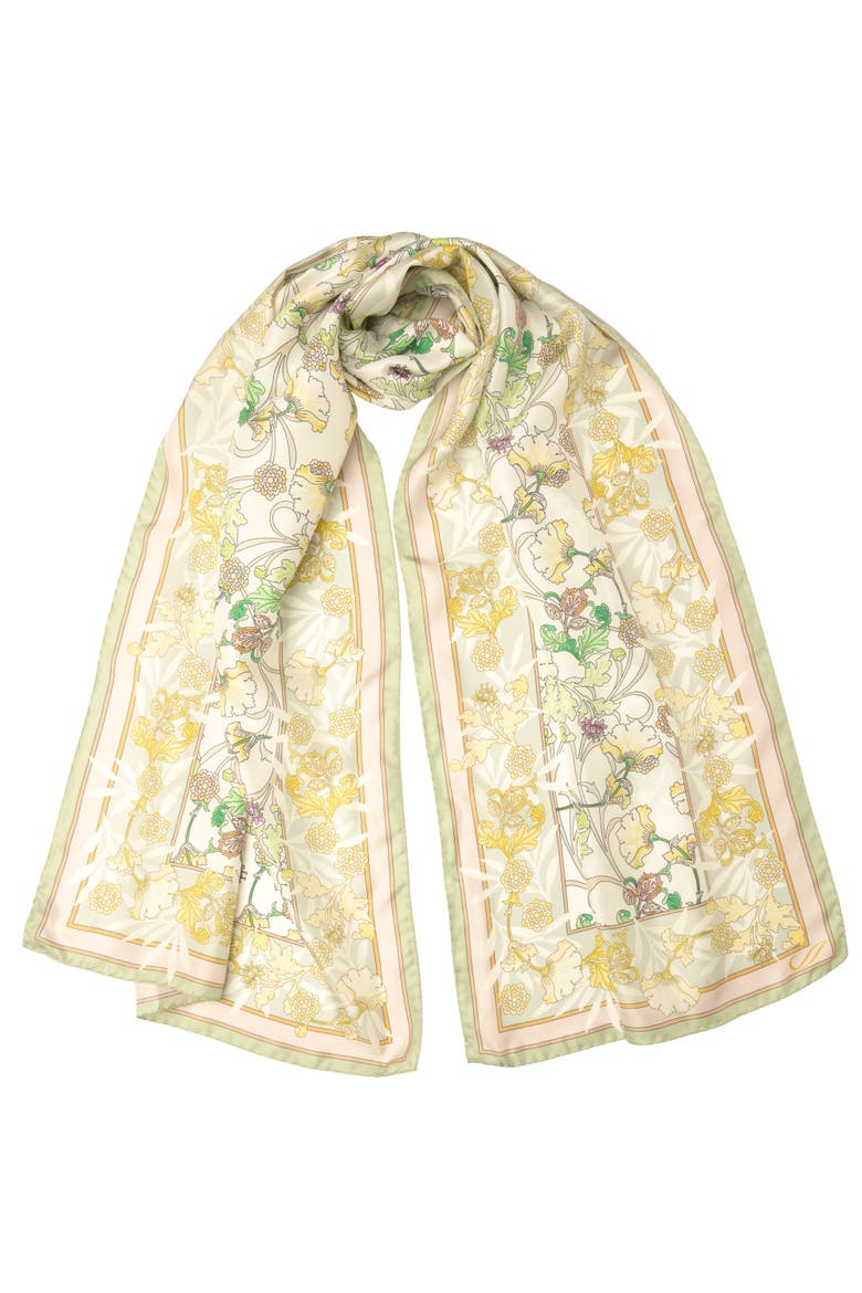 Ofelia - Long Silk Scarf for Women, Main, color, Lime