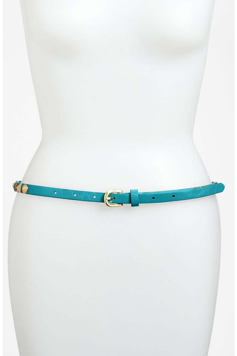 Studded Skinny Belt, Main, color, TURQUOISE