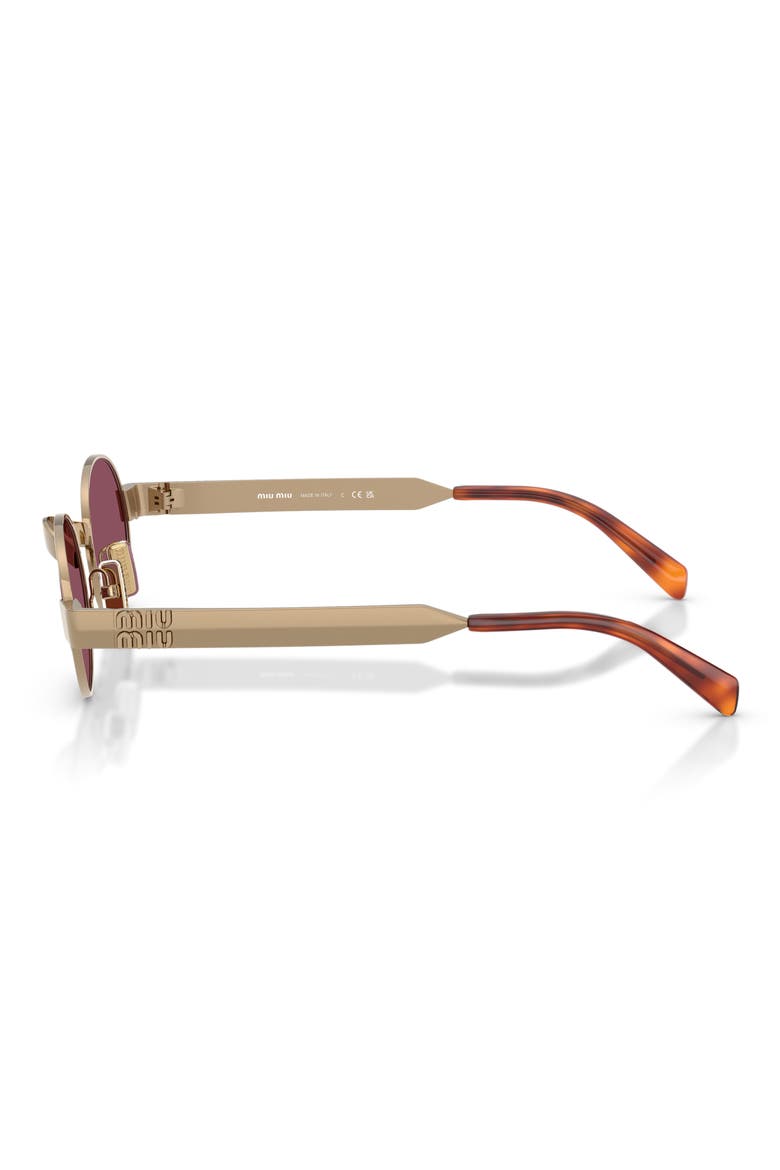 47mm Small Oval Sunglasses, Alternate, color, BRASS / DARK VIOLET